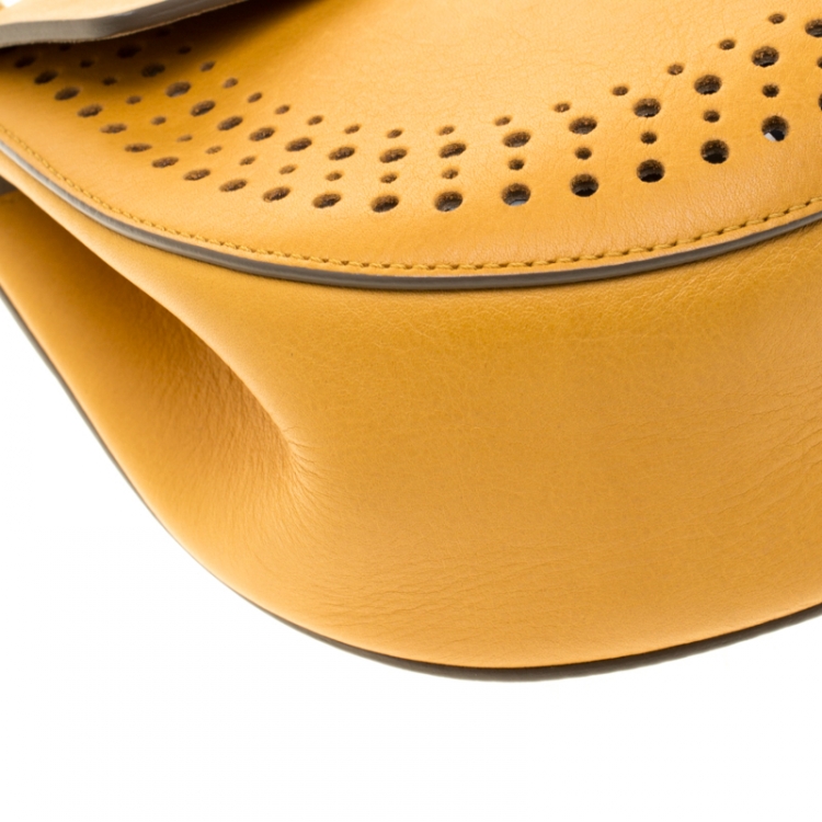Pre Owned Chloe Mustard Leather Medium Drew Shoulder Bag