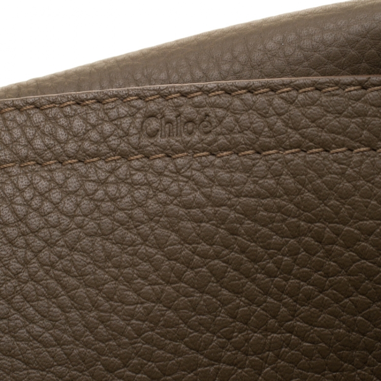 Pre Owned Chloe Khaki Green Leather Medium Marcie Crossbody Bag