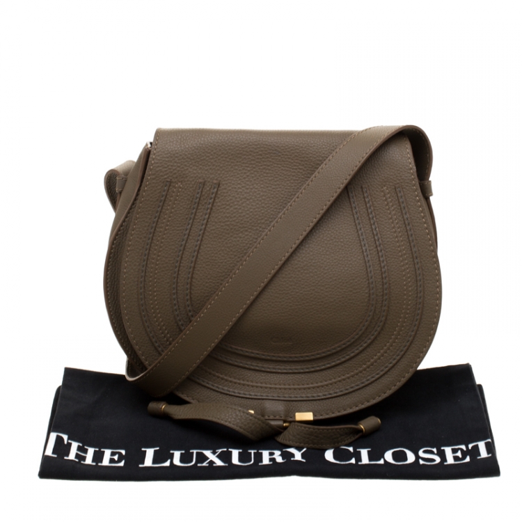 Pre Owned Chloe Khaki Green Leather Medium Marcie Crossbody Bag