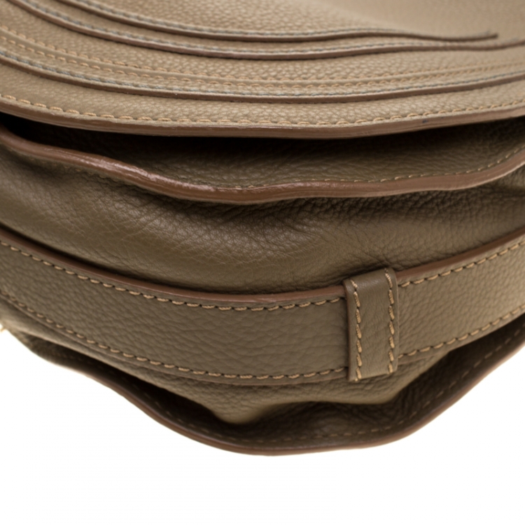 Pre Owned Chloe Khaki Green Leather Medium Marcie Crossbody Bag