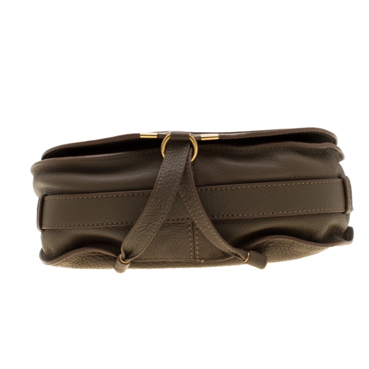 Pre Owned Chloe Khaki Green Leather Medium Marcie Crossbody Bag