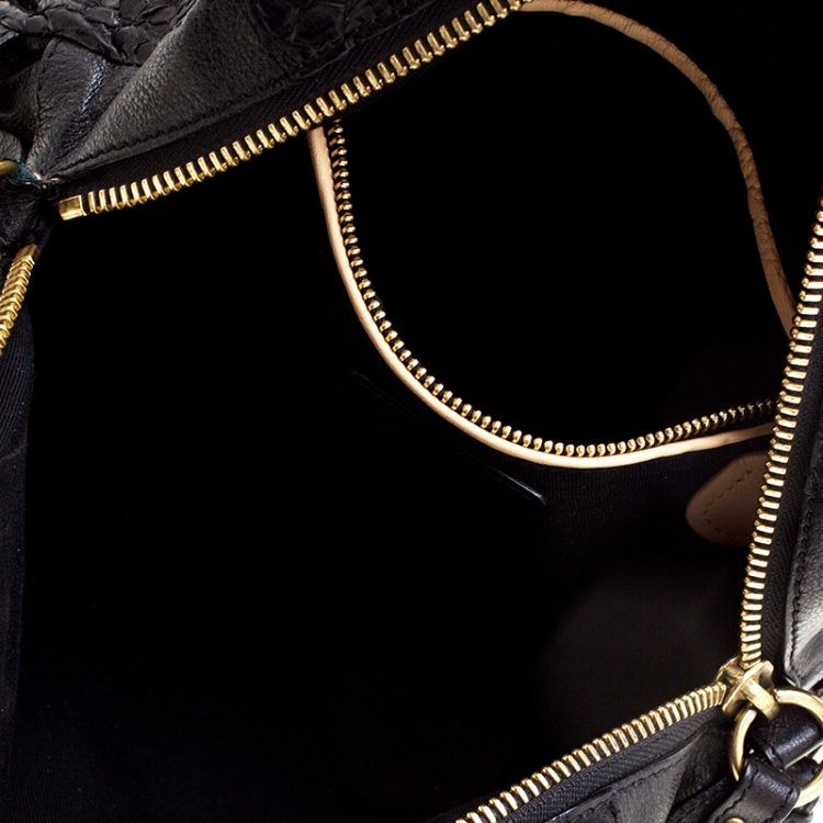 Pre Owned Chloe Black Python and Leather Medium Paraty Shoulder Bag