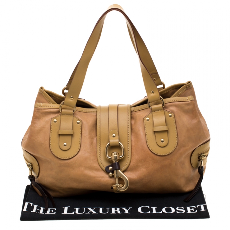 Pre Owned Chloe Mustard/Beige Leather Kerala Equipped Satchel