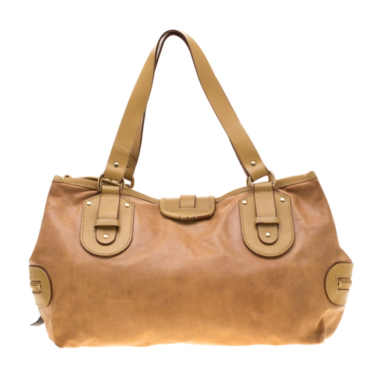 Pre Owned Chloe Mustard/Beige Leather Kerala Equipped Satchel