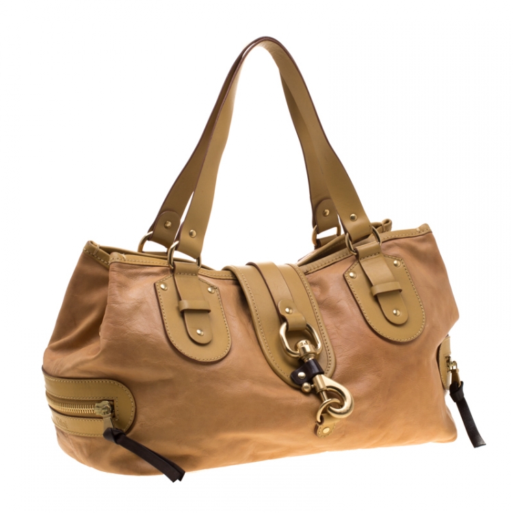 Pre Owned Chloe Mustard/Beige Leather Kerala Equipped Satchel
