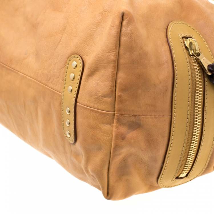 Pre Owned Chloe Mustard/Beige Leather Kerala Equipped Satchel