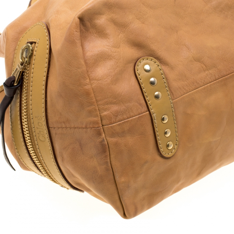 Pre Owned Chloe Mustard/Beige Leather Kerala Equipped Satchel