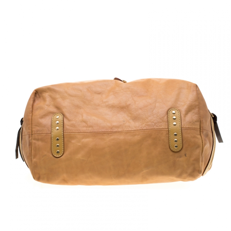 Pre Owned Chloe Mustard/Beige Leather Kerala Equipped Satchel
