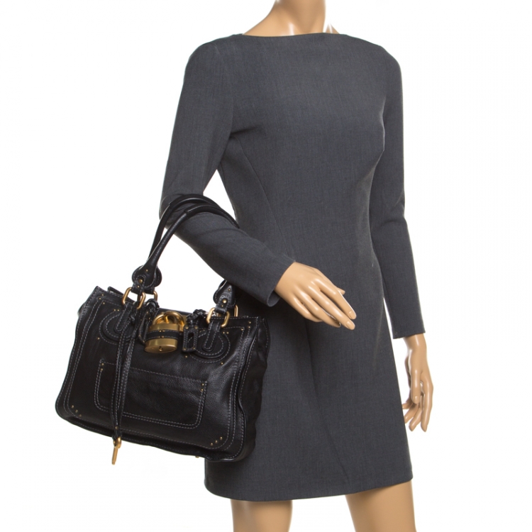 Pre Owned Chloe Black Leather Paddington Tote