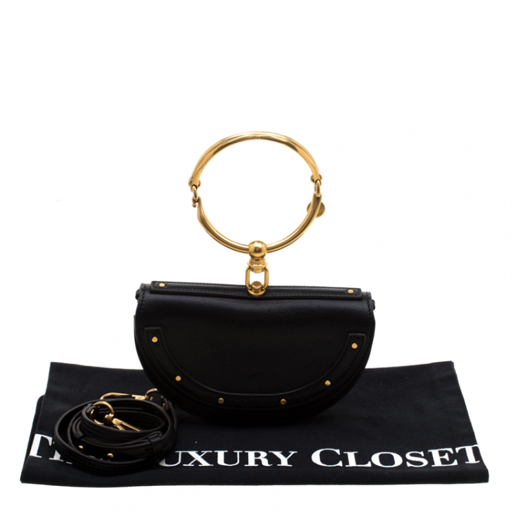 Pre Owned Chloe Black Leather Small Nile Minaudière Crossbody Bag