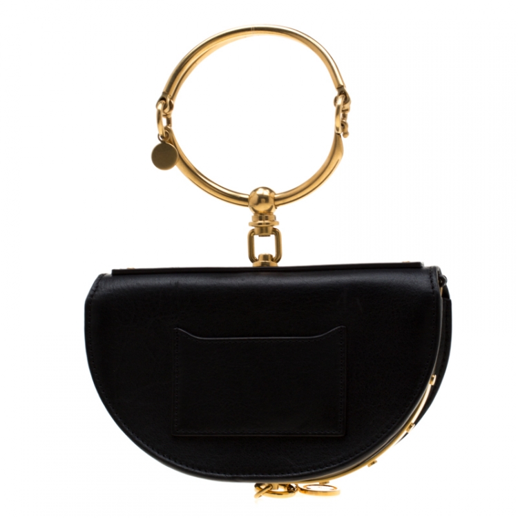 Pre Owned Chloe Black Leather Small Nile Minaudière Crossbody Bag