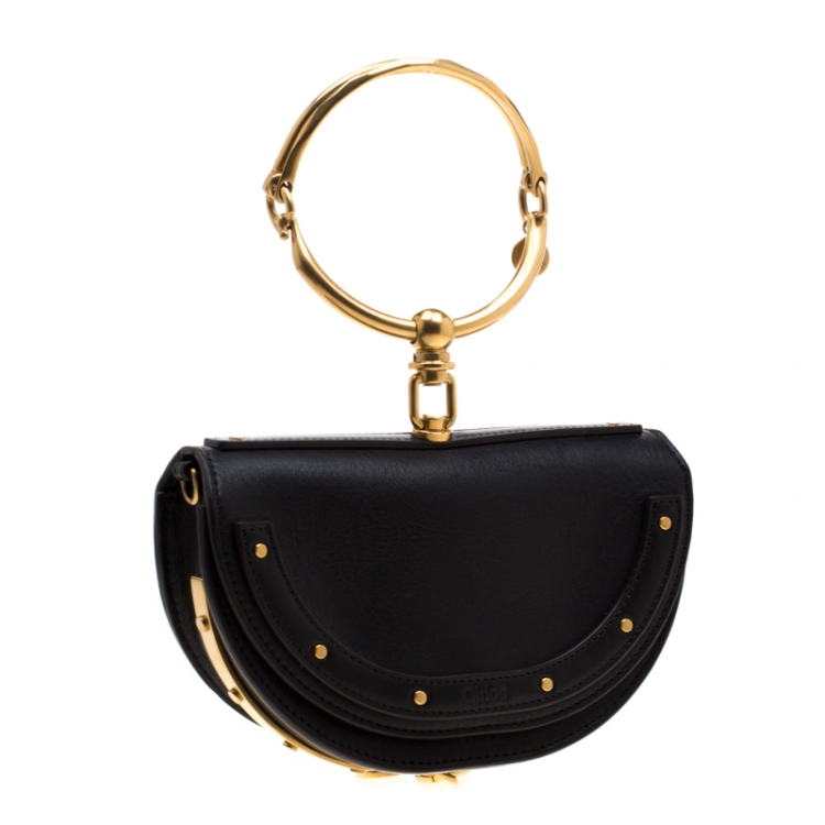 Pre Owned Chloe Black Leather Small Nile Minaudière Crossbody Bag