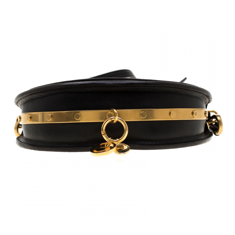 Pre Owned Chloe Black Leather Small Nile Minaudière Crossbody Bag