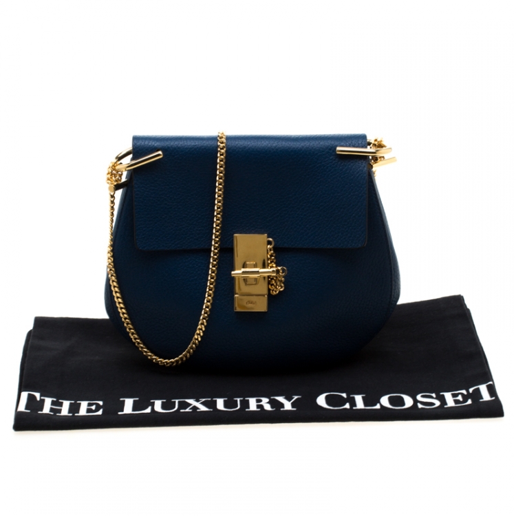 Pre Owned Chloe Blue Leather Medium Drew Shoulder Bag