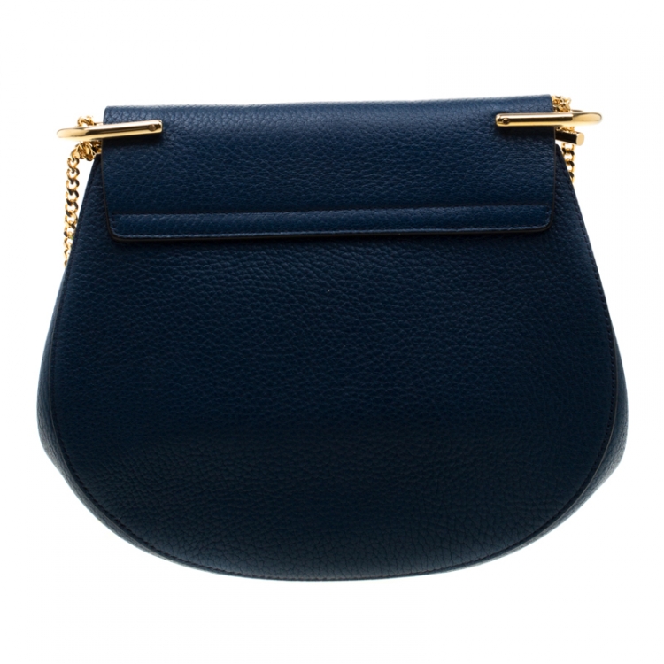 Pre Owned Chloe Blue Leather Medium Drew Shoulder Bag
