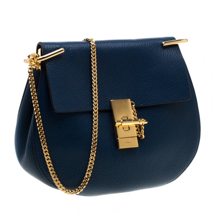 Pre Owned Chloe Blue Leather Medium Drew Shoulder Bag