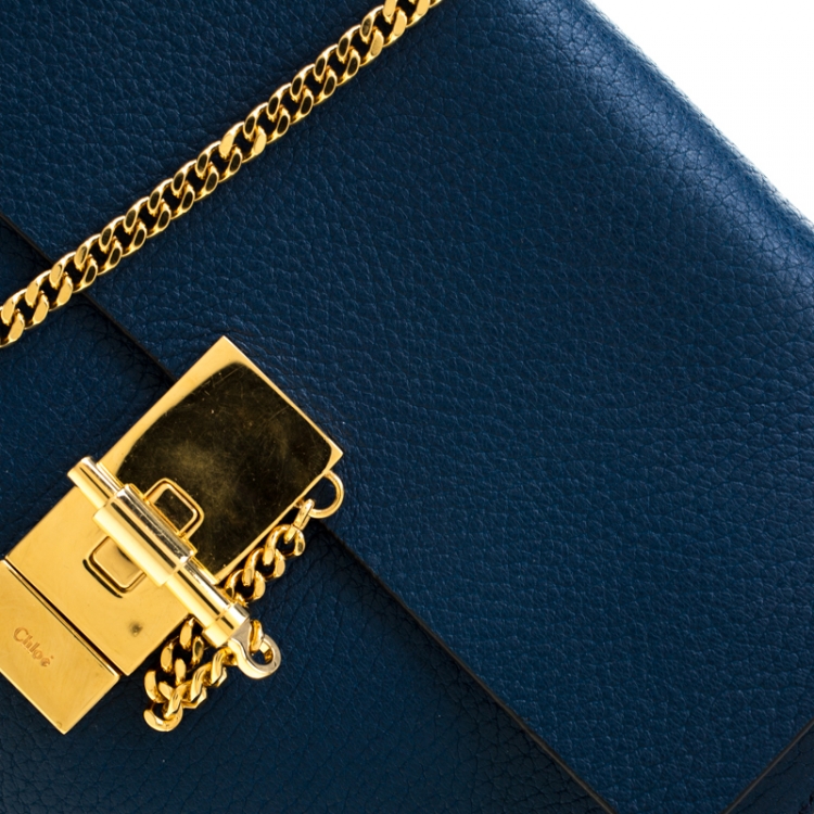 Pre Owned Chloe Blue Leather Medium Drew Shoulder Bag