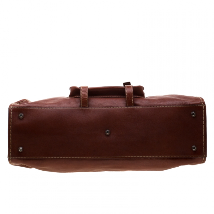 Pre Owned Chloe Brown Leather Edith Shopper Tote