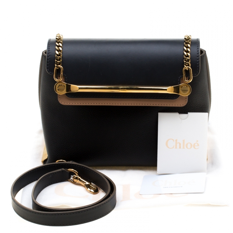 Pre Owned Chloe Black/Beige Leather Small Clare Shoulder Bag