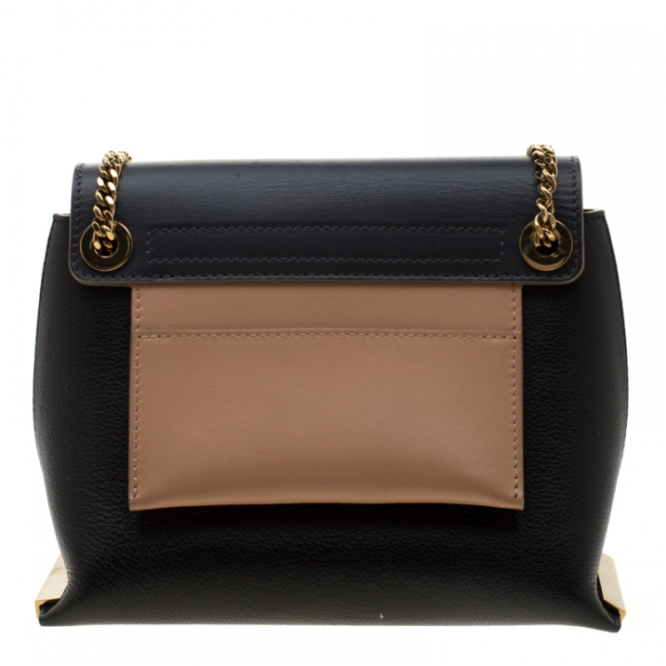 Pre Owned Chloe Black/Beige Leather Small Clare Shoulder Bag