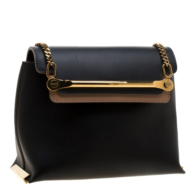 Pre Owned Chloe Black/Beige Leather Small Clare Shoulder Bag