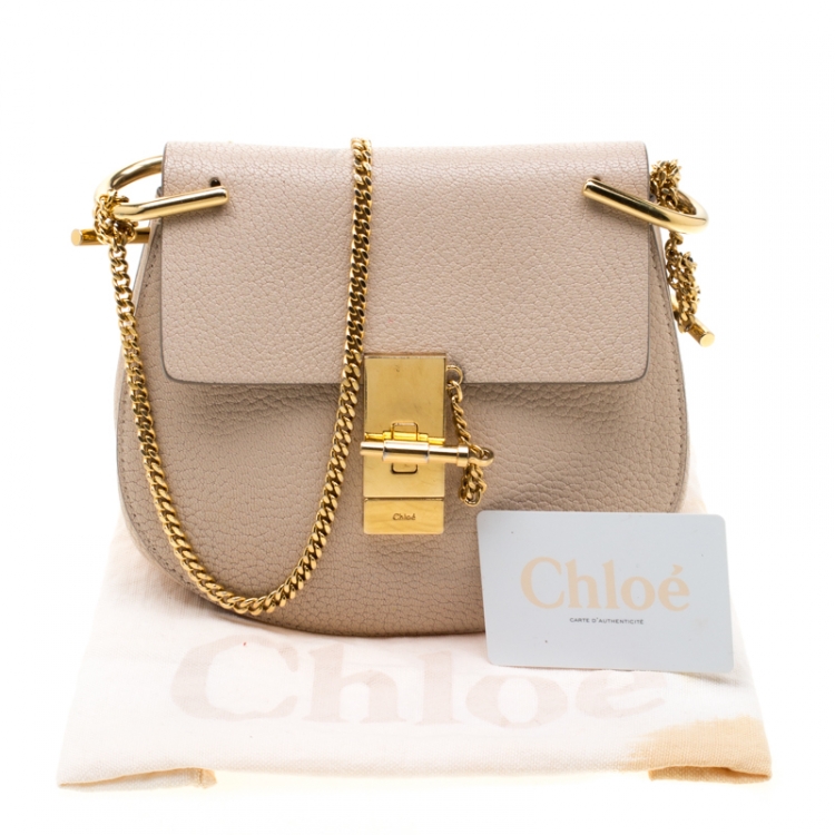Pre Owned Chloe Cream Leather Small Drew Shoulder Bag