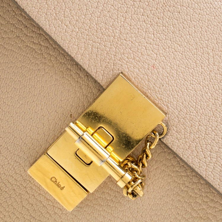 Pre Owned Chloe Cream Leather Small Drew Shoulder Bag