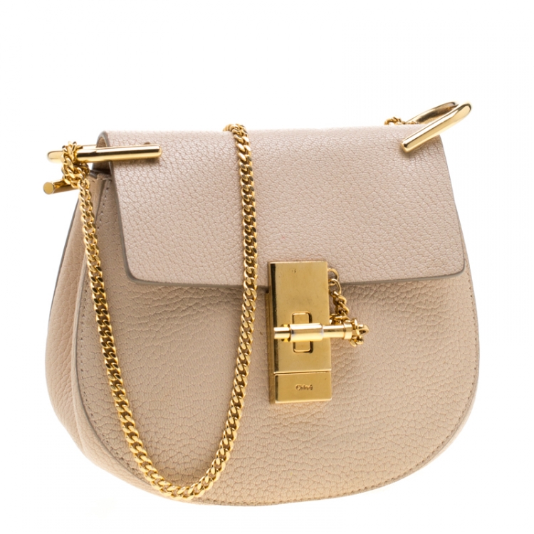 Pre Owned Chloe Cream Leather Small Drew Shoulder Bag
