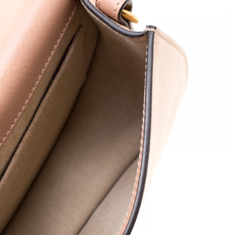 Pre Owned Chloe Dark Beige Leather Small Nile Bracelet Shoulder Bag