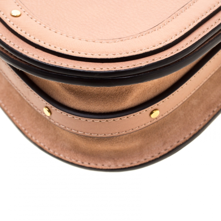 Pre Owned Chloe Dark Beige Leather Small Nile Bracelet Shoulder Bag