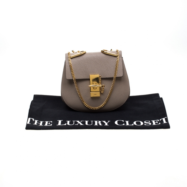 Pre Owned Chloe Grey Leather Small Drew Shoulder Bag