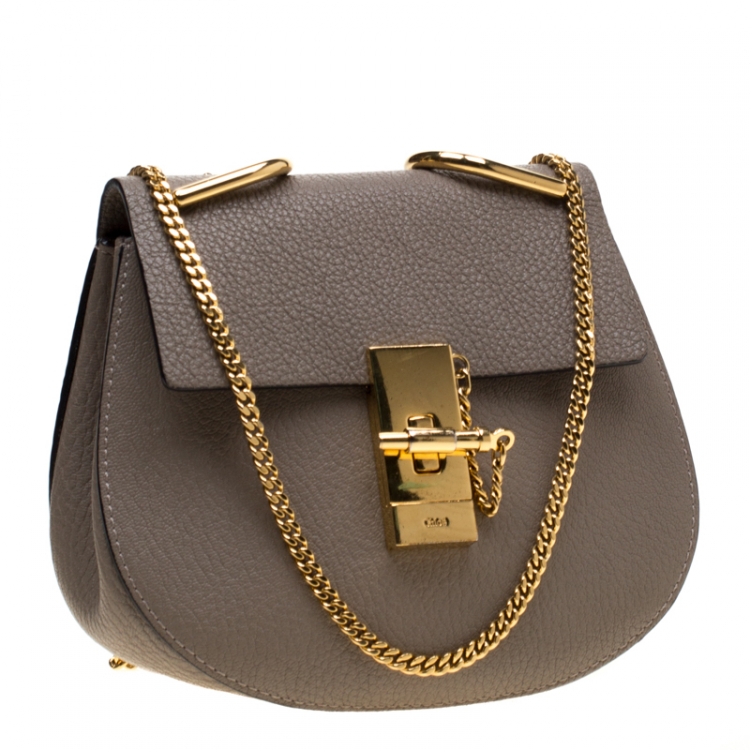 Pre Owned Chloe Grey Leather Small Drew Shoulder Bag