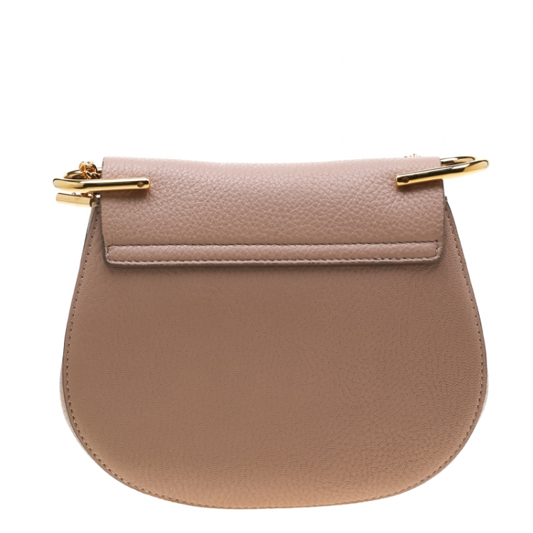 Pre Owned Chloe Pale Peach Leather Mini Drew Crossbody Bag