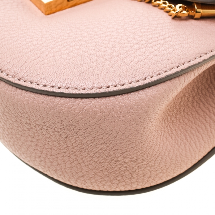 Pre Owned Chloe Pale Peach Leather Mini Drew Crossbody Bag