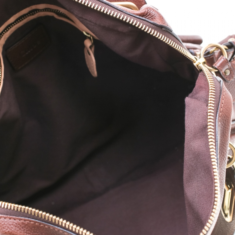 Pre Owned Chloe Brown Leather Large Paraty Shoulder Bag