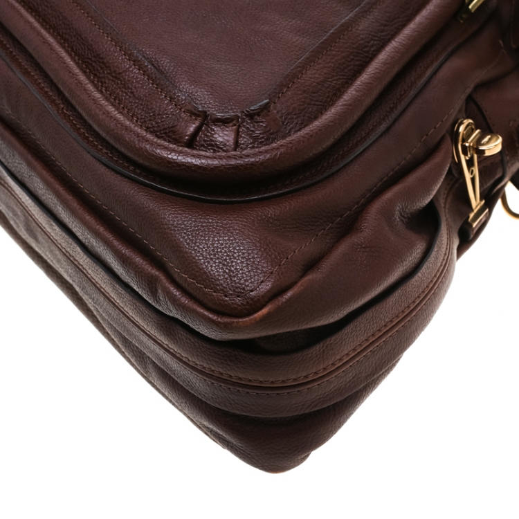Pre Owned Chloe Brown Leather Large Paraty Shoulder Bag