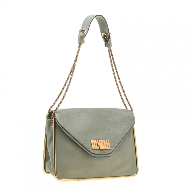 Pre Owned Chloe Grey Leather Medium Sally Shoulder Bag