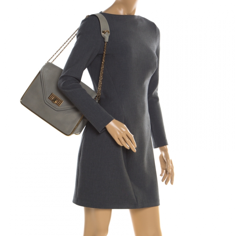 Pre Owned Chloe Grey Leather Medium Sally Shoulder Bag