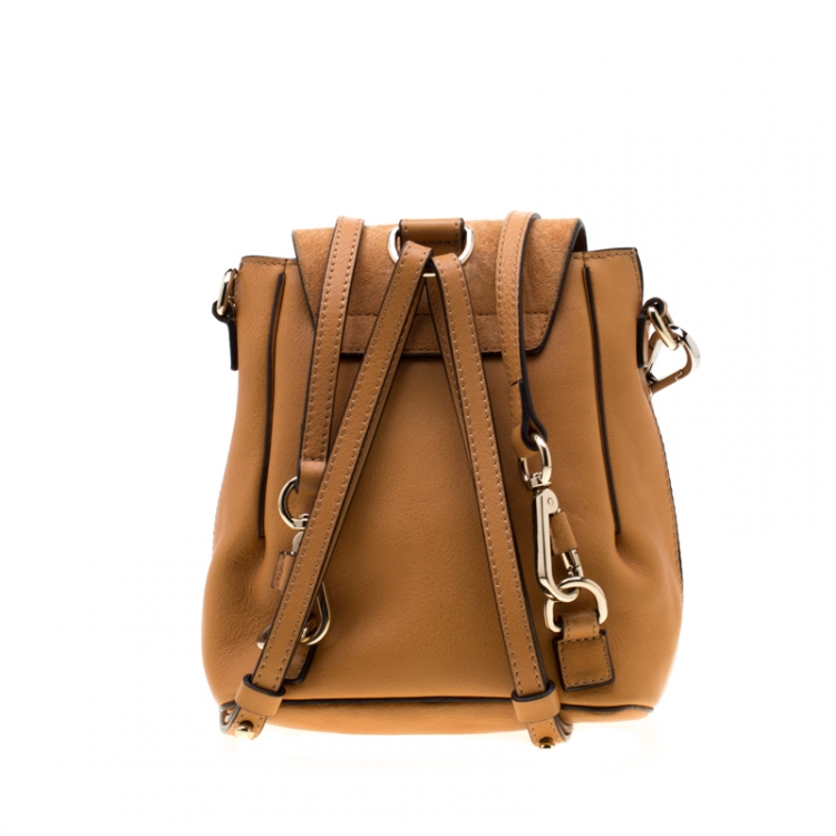 Pre Owned Chloe Brown Leather and Suede Mini Faye Daye Shoulder Bag