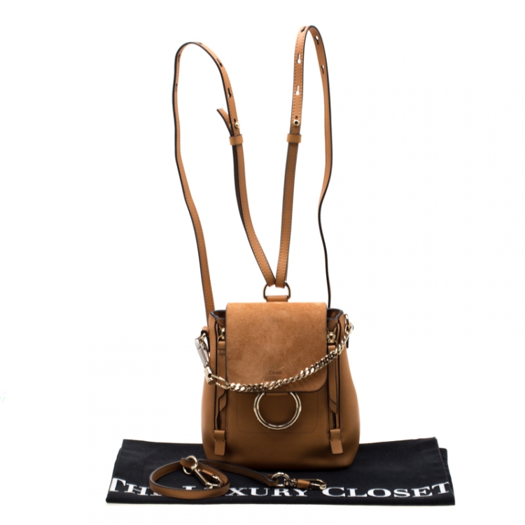 Pre Owned Chloe Brown Leather and Suede Mini Faye Daye Shoulder Bag