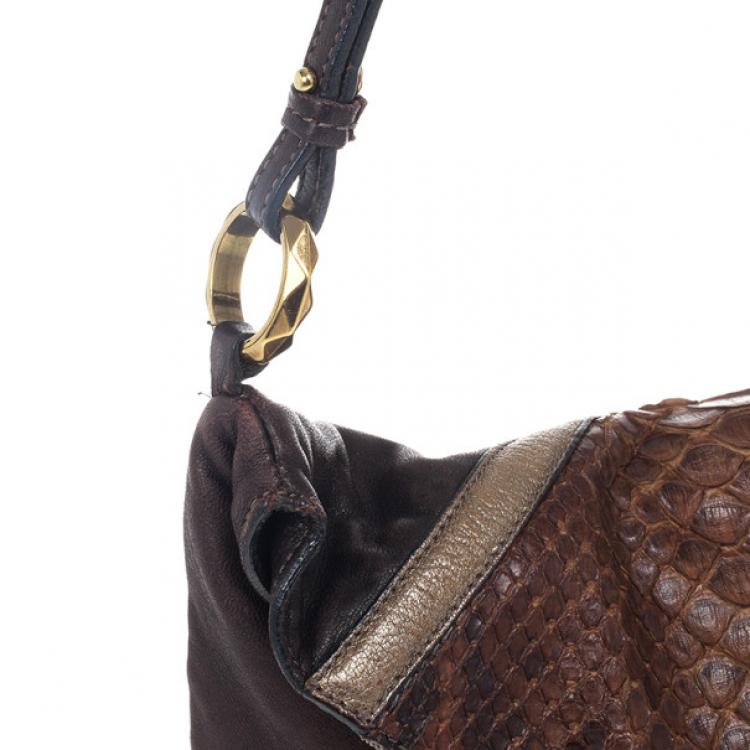 Pre Owned Chloe Python and Leather Envelope Clutch