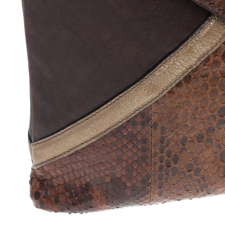 Pre Owned Chloe Python and Leather Envelope Clutch