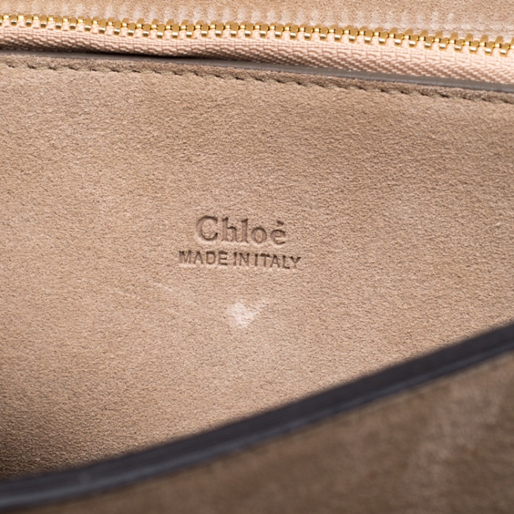 Pre Owned Chloe Grey Leather and Suede Faye Shoulder Bag