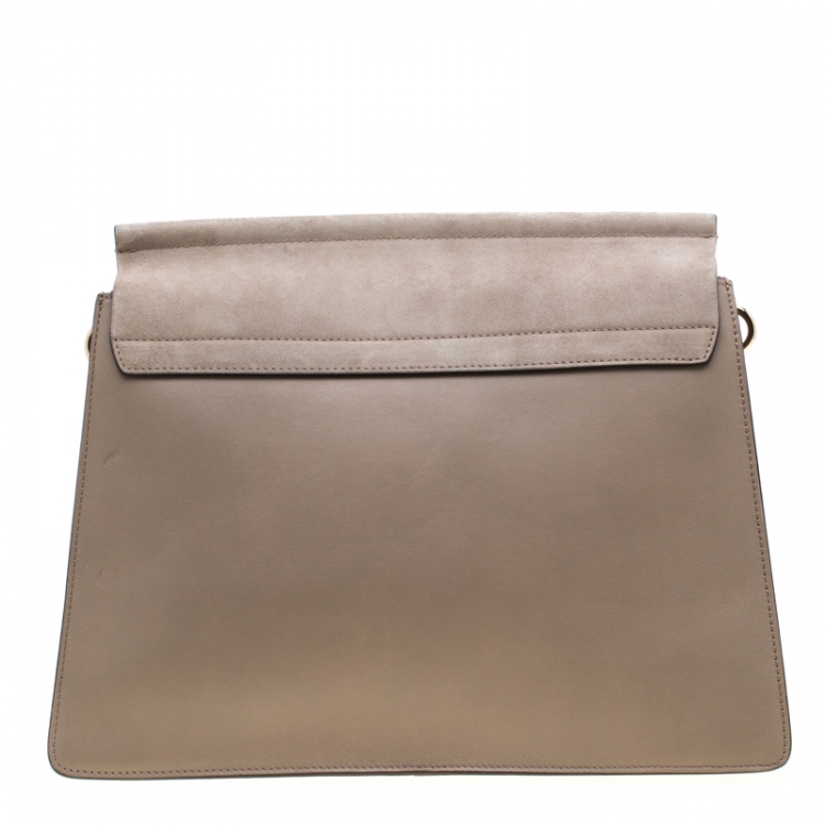 Pre Owned Chloe Grey Leather and Suede Faye Shoulder Bag