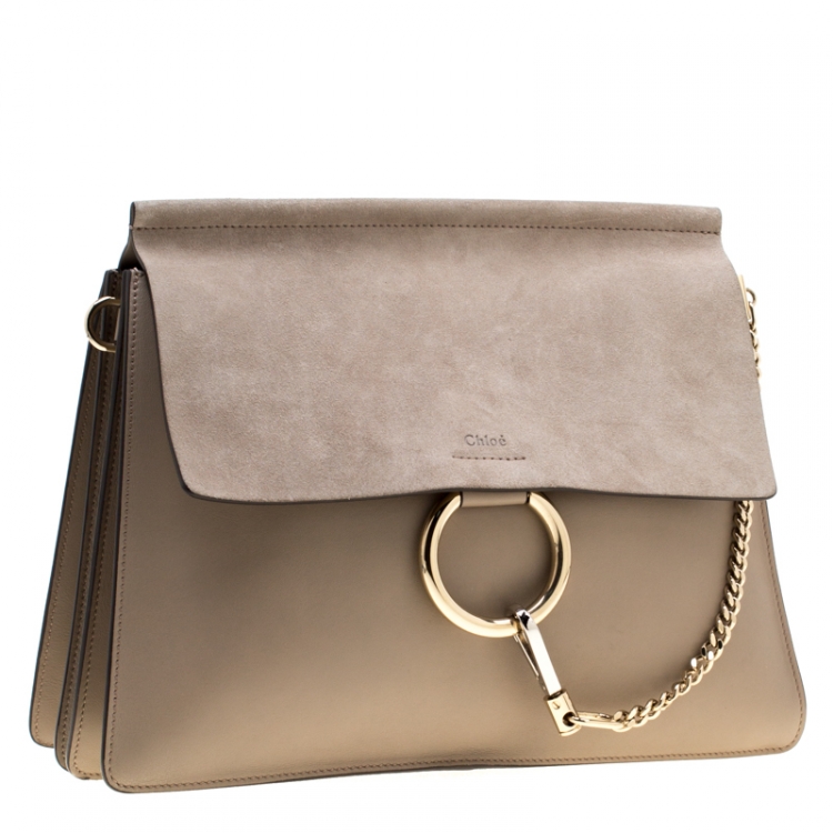 Pre Owned Chloe Grey Leather and Suede Faye Shoulder Bag