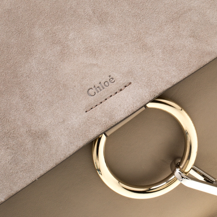 Pre Owned Chloe Grey Leather and Suede Faye Shoulder Bag