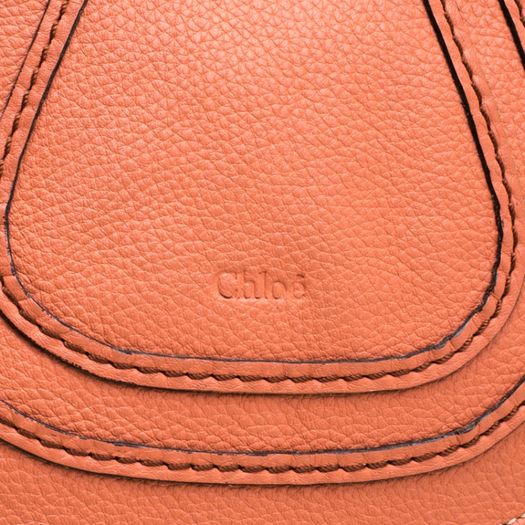 Pre Owned Chloe Coral Orange Leather Medium Marcie Crossbody Bag