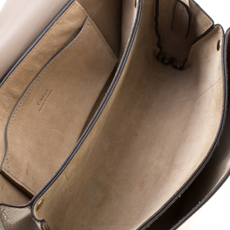 Pre Owned Chloe Grey Leather and Suede Small Faye Shoulder Bag 
