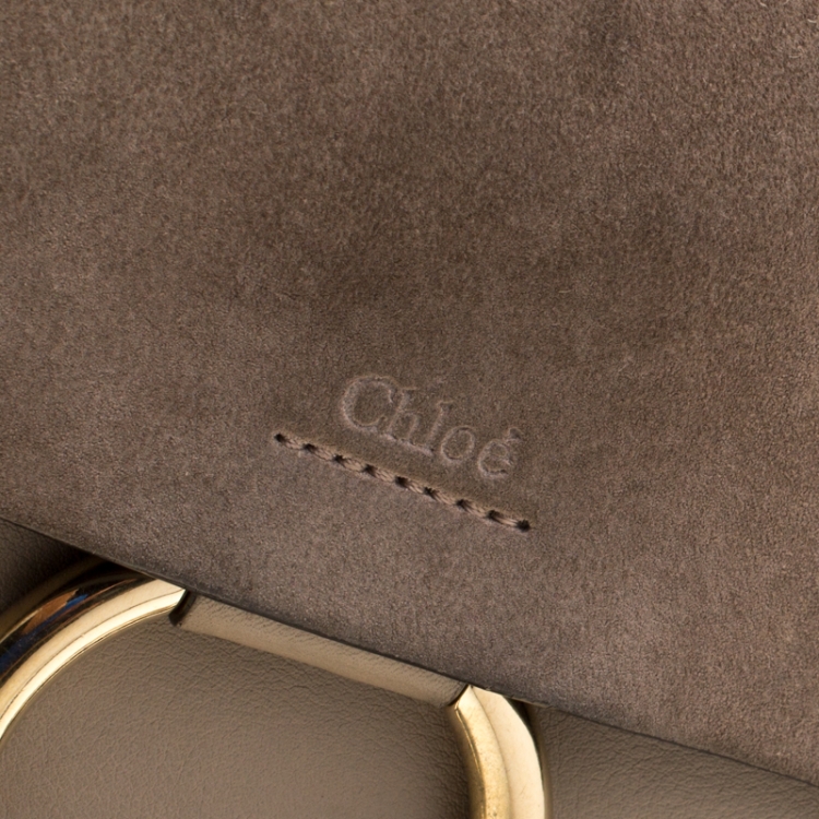 Pre Owned Chloe Grey Leather and Suede Small Faye Shoulder Bag 