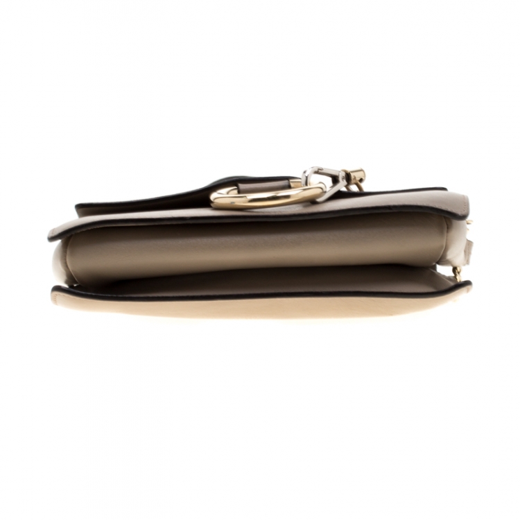 Pre Owned Chloe Grey Leather and Suede Small Faye Shoulder Bag 